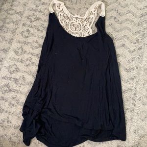 Black tank with cream lace